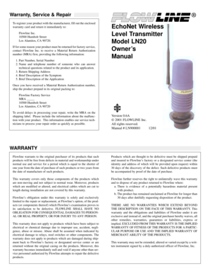 EchoNet Wireless Transmitter Warranty Registration