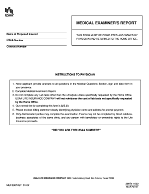 USAA Medical Examiner's Report