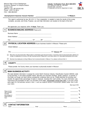 Missouri Industry Verification Form