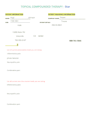 Pain Medication Prescription Form