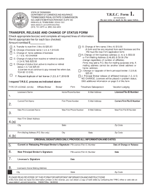 Tennessee Real Estate Commission Transfer Form