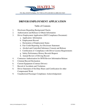 Driver Employment Application