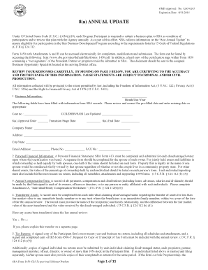 8(a) Annual Update Form 1450