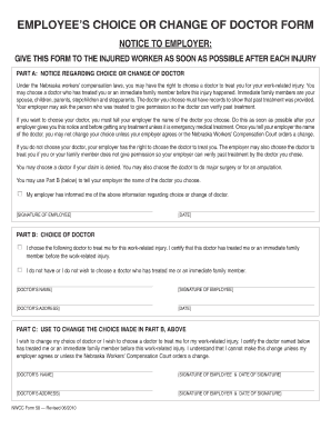 Employee’s Choice or Change of Doctor Form