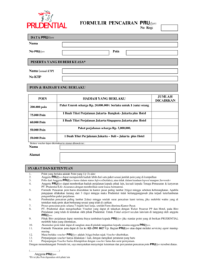 PRUflyers Points Redemption Form