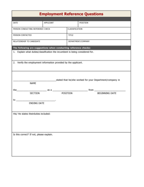 Employment Reference Check Form
