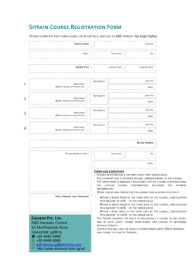 Sitrain Course Registration Form