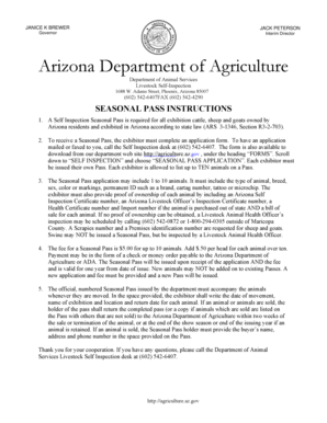 Arizona Livestock Self-Inspection Seasonal Pass Application