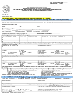 US Small Business Quick Bond Guarantee Application