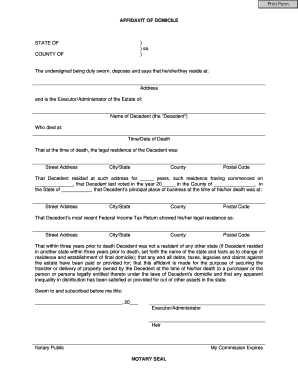 Affidavit of Domicile