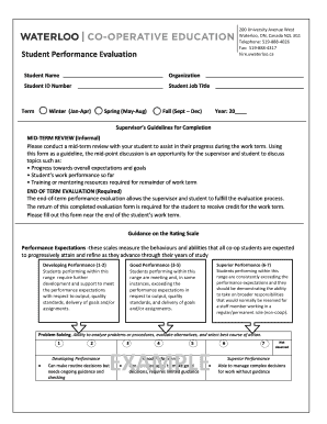 Student Performance Evaluation Form