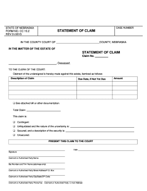 Nebraska Statement of Claim