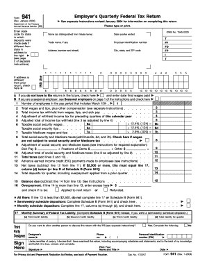 Form 941 Employer’s Quarterly Federal Tax Return