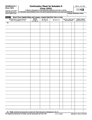 Schedule D-1 Continuation Sheet for Schedule D