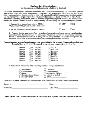Employee Self-Affirmation Form for Contractors