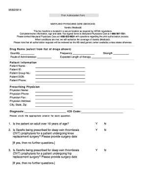 Maryland Medicaid Xarelto Prior Authorization Form