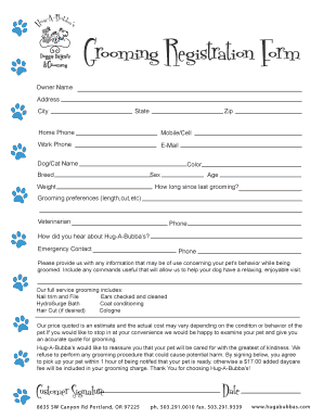 Grooming Registration Form