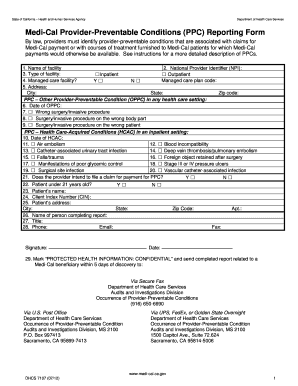 California Medi-Cal Provider-Preventable Conditions Reporting Form