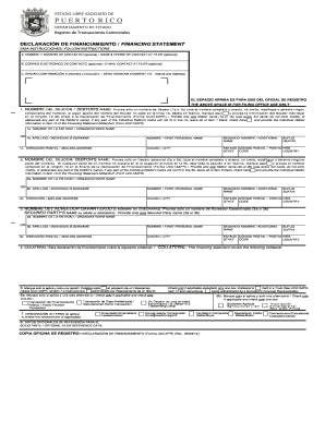 Formulario de Declaración de Financiamiento de Puerto Rico
