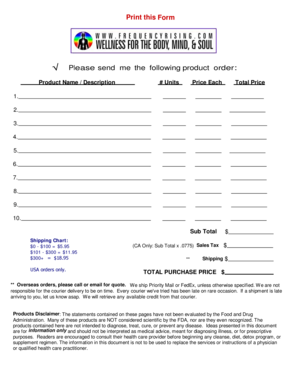 Product Order Form