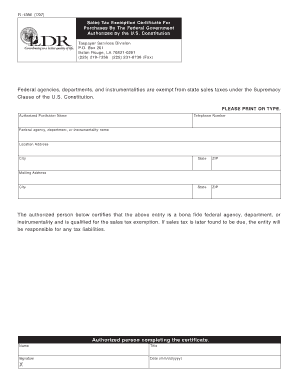 Sales Tax Exemption Certificate
