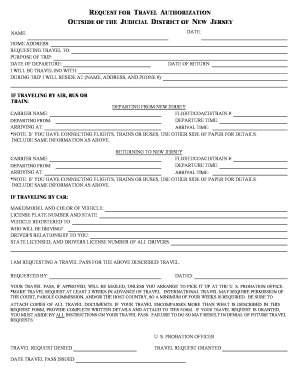 Travel Authorization Request Form