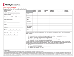 Request for Out of Network Authorization