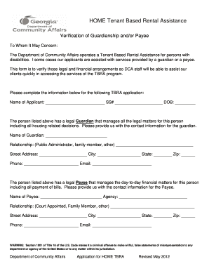 HOME Tenant Based Rental Assistance Verification Form