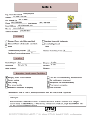 Hotel Room Availability Form