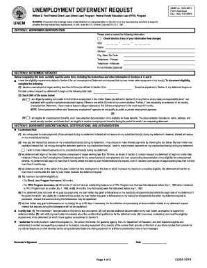 Unemployment Deferment Request Form