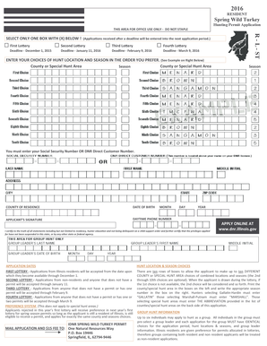 2016 Illinois Resident Spring Wild Turkey Hunting Permit Application