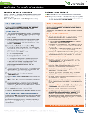Victoria Transfer of Vehicle Registration Form