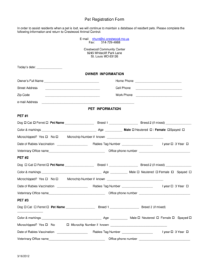 Pet Registration Form