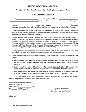 Statutory Declaration for Company Documents