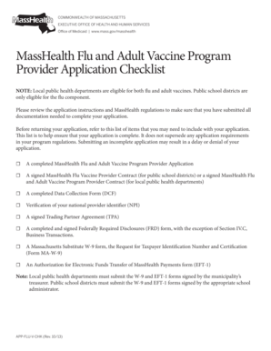 Masshealth proof of income form - MassHealth Flu and Adult Vaccine Program Provider Application - mass