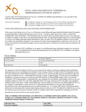 XO Communications Order Request Letter of Agency