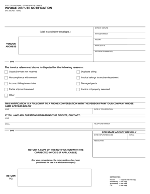 California Invoice Dispute Notification