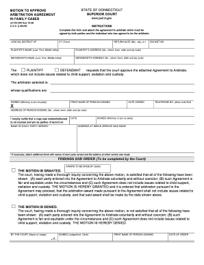 Motion to Approve Connecticut Arbitration Agreement