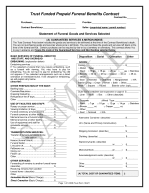 Texas Prepaid Funeral Benefits Contract
