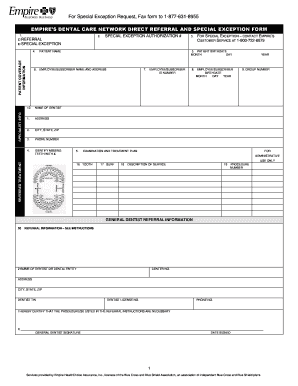 Empire Dental Care Network Special Exception Form
