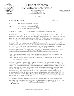 Alabama Motor Vehicle Inspection Form