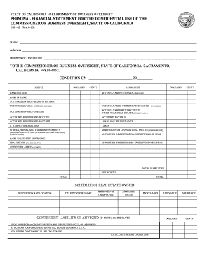 California Personal Financial Statement