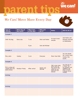 Parent Tips Activity Tracker