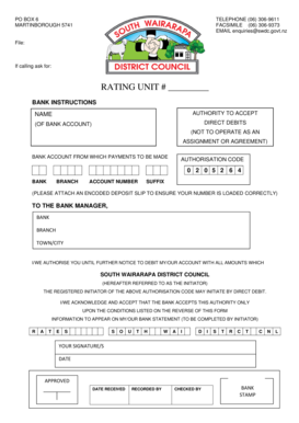 South Wairarapa District Council Direct Debit Authorization