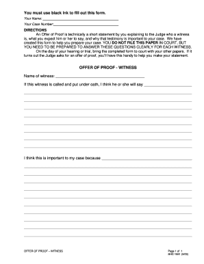 Offer of Proof - Witness Form