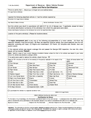 Georgia Labor and Parts Certification