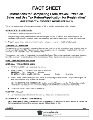 Pennsylvania Vehicle Sales and Use Tax Return