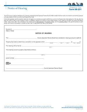 Texas Property Tax Hearing Notice
