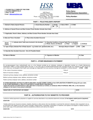 Healthy America Insurance Claim Form