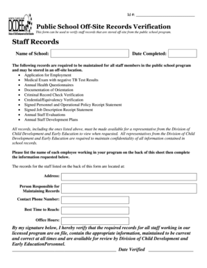Public School Staff Records Verification Form